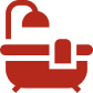 Red bathtub and shower icon